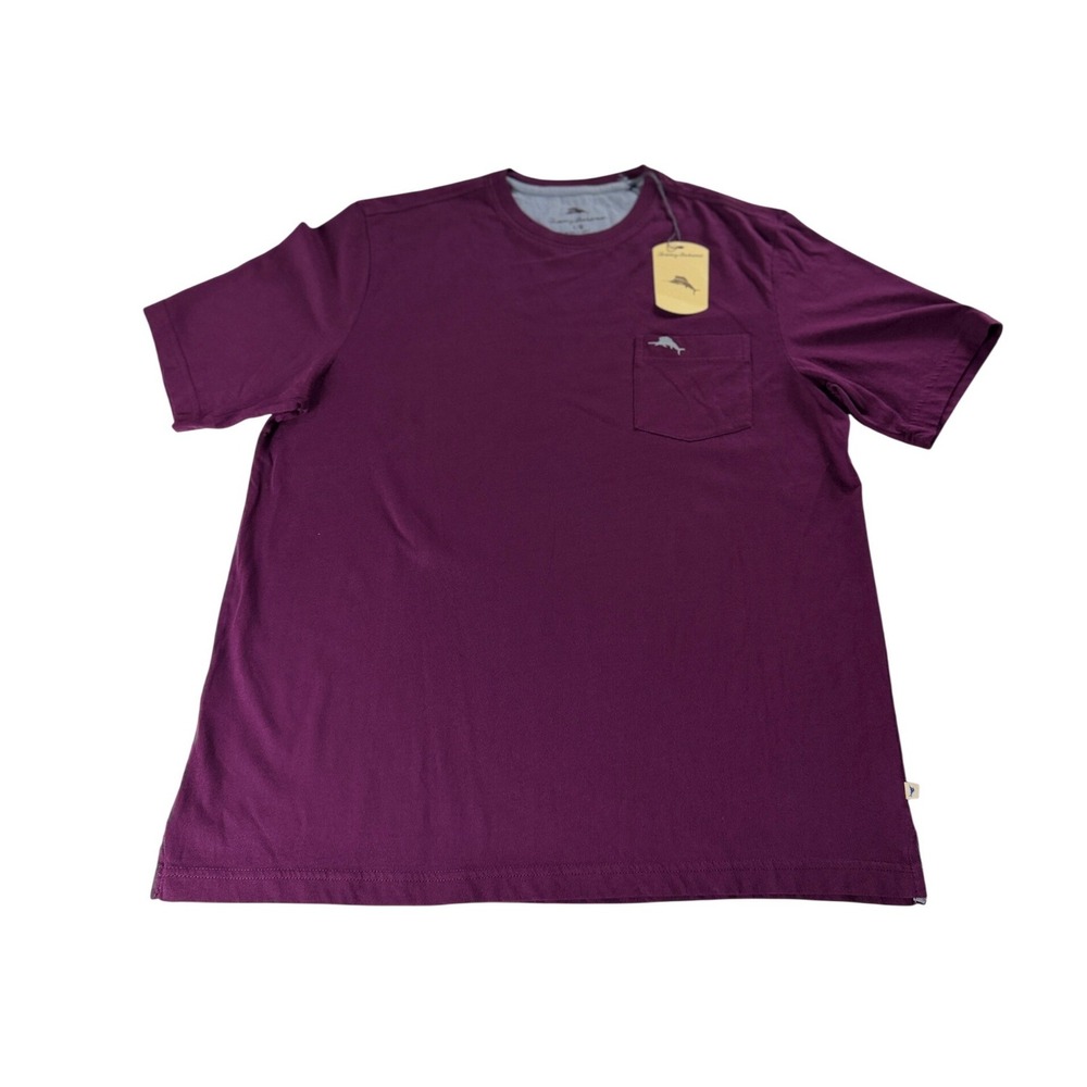 Tommy Bahama Mens Rum Berry Purple Cotton Pocket T-Shirt ST226362TX Large NEW
